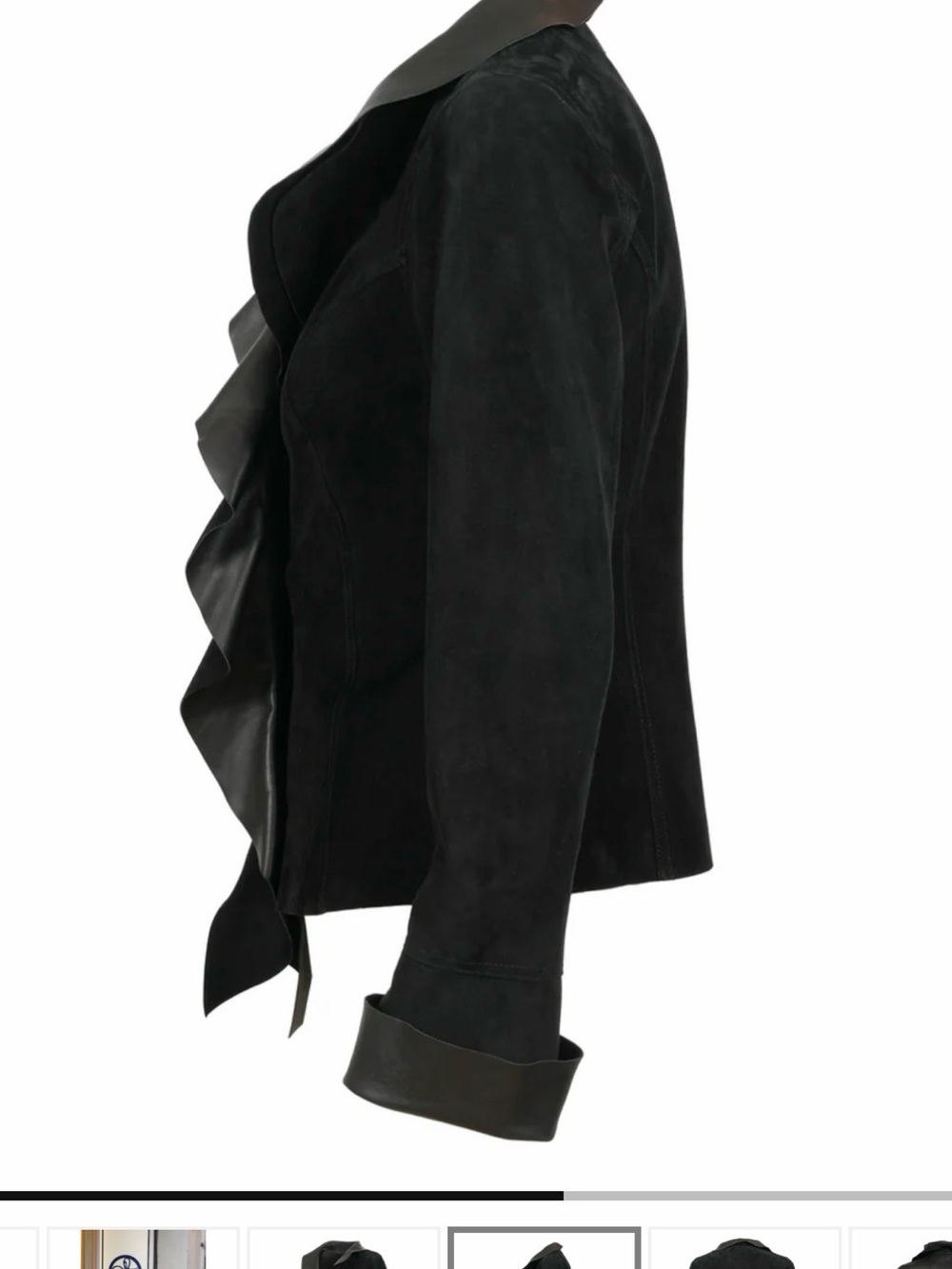 Italian Reversible Leather Jacket with Ruffles - Picture 3 of 14